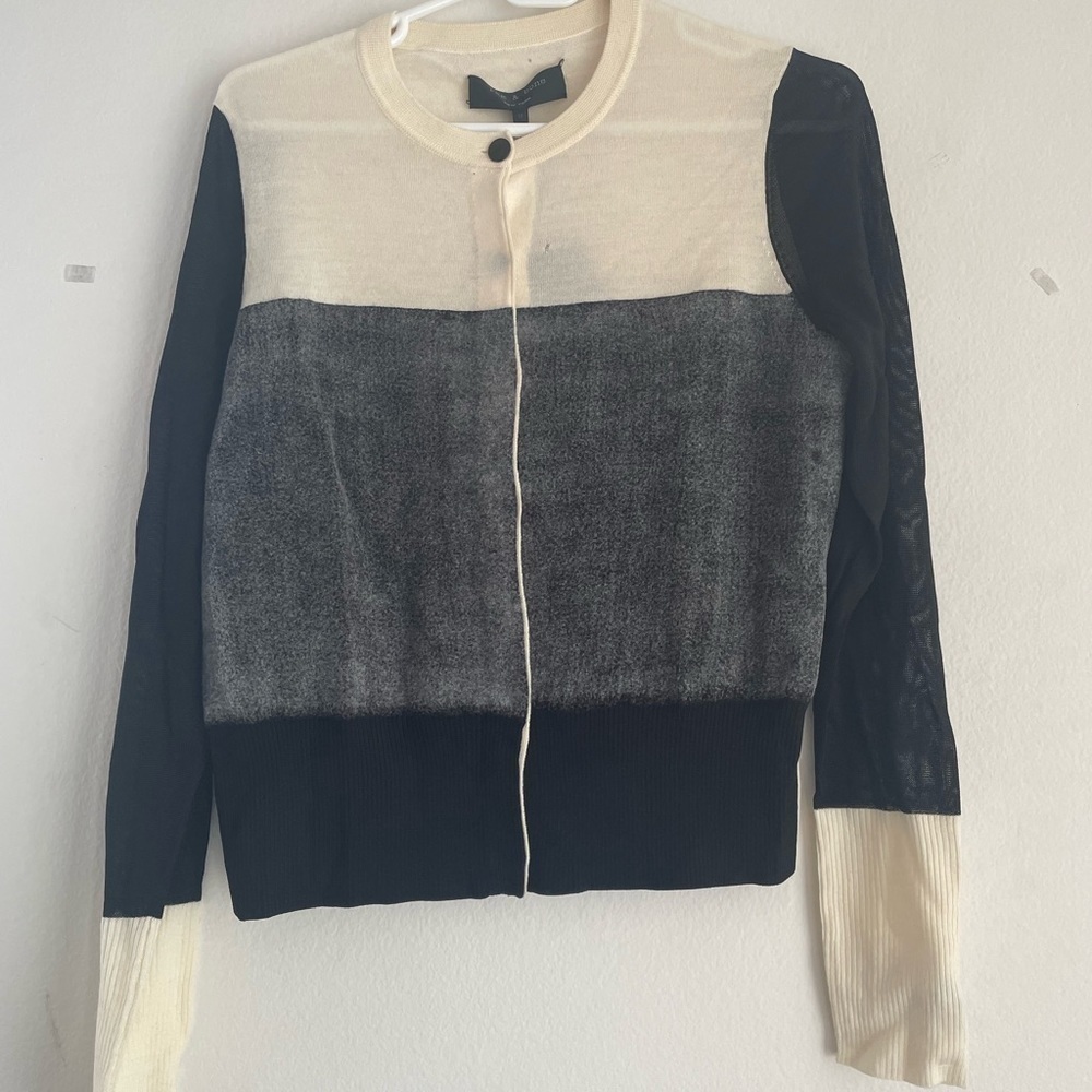 NWT Rag & Bone black melissa wool blend button down cardigan with flaw
